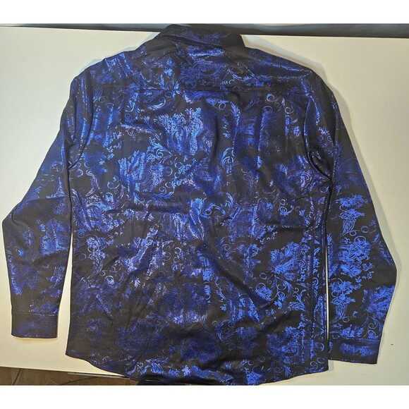 Zeroyaa Shirt Casual Button Down  Men Blue Black  Floral Size L - Picture 3 of 5